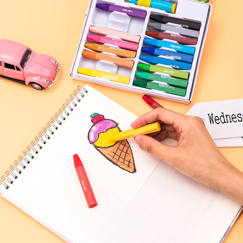 ديلي 72051 ألوان الباستيل الزيتية 18 لونًا أقلام تلوين شمعية ناعمة معتمدة من الاتحاد الأوروبي والولايات المتحدة أقلام رسم فنية للرسم والتلوين الإبداعي #4