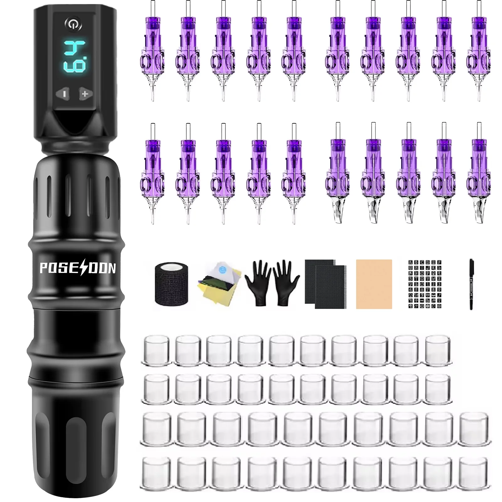 Tattoo Kit LASTJUDG Hot Black Tattoo Pen Kit For Permanent Makeup Tattoo Machine Kit Wireless Tattoo Power Supply Tattoo Gun Kit
