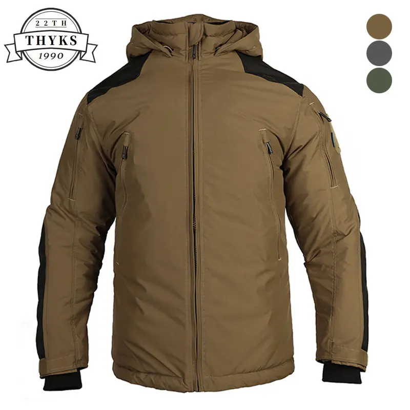 Winter Outdoor Tactical Hooded Jacket Men Waterproof Multiple Pockets Hiking Windbreaker Jackets Loose Warm Thick Coat Male New