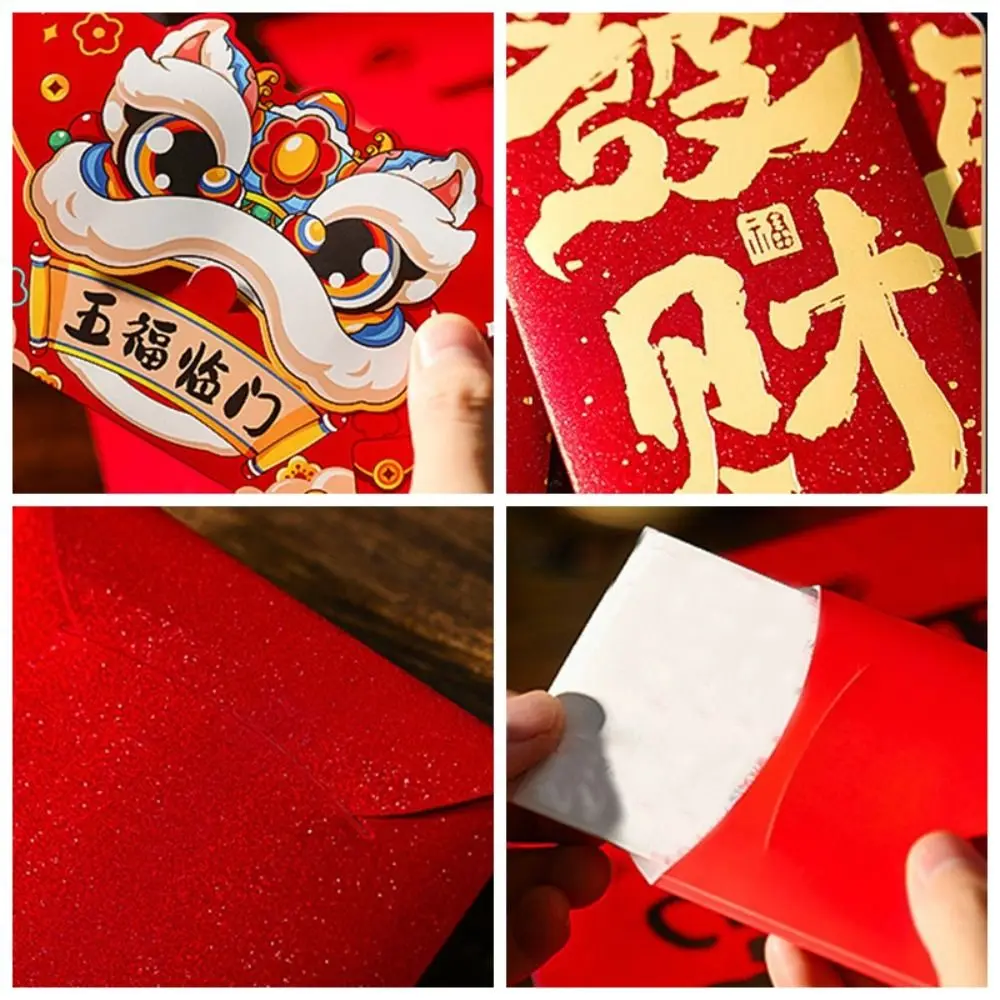 Pacote vermelho de ano novo chinês 3d, melhores desejos, bênção, envelope vermelho de 2025 anos, hongbao, festival de primavera, bolsos vermelhos da sorte