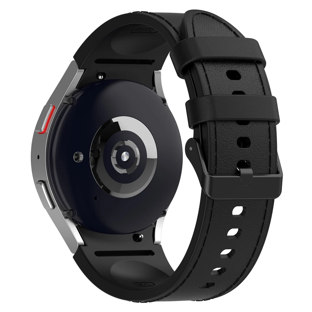 Silicone+Leather Strap For Samsung Galaxy Watch 7 6 4/5 Pro 40mm 44mm Band 6 4 Classic 47 43mm 46mm Replacement Correa Bracelet