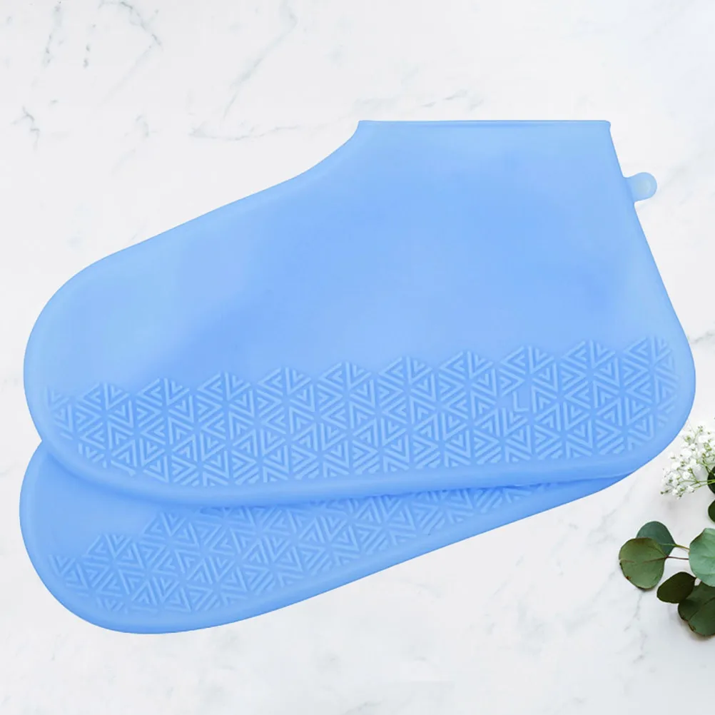 1Pair Blue Size S Non-Slip Latex Shoe Covers Durable Reusable Shoes Protector Household Overshoes Anti-Skid Shoe Cover