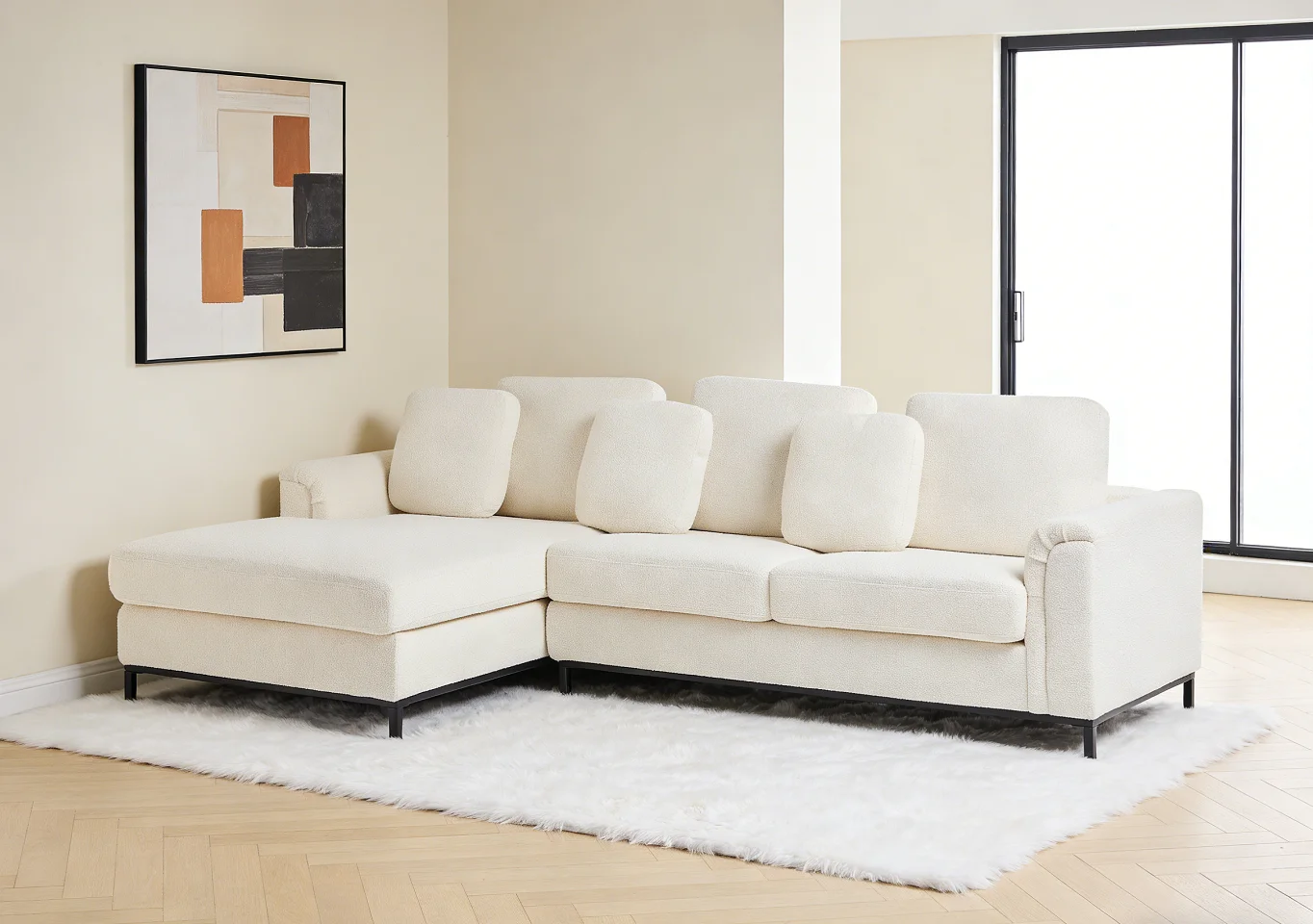 

# Modern Design L Shape Velvet Chenille Wooden Frame Stainless Base Leg Living Room Couch for Home Indoor Sofa Set