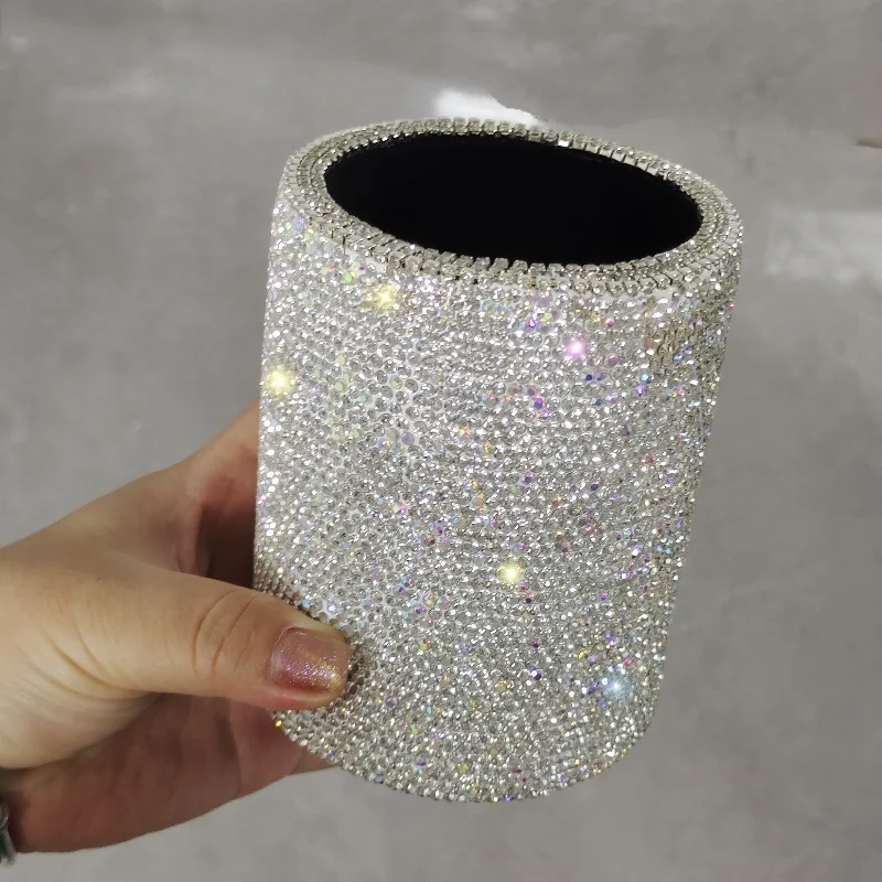 High appearance level storage cylinder artificial diamond office pen holder makeup table multi-purpose storage bucket