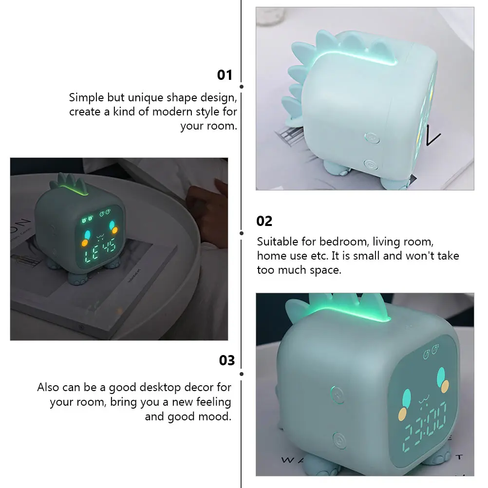 

1Pcs Cartoon Silicone Alarm Clock LED Night Light Digital Sleep Sound Bedside Timer USB Desktop Clock Sleep Sound Machine