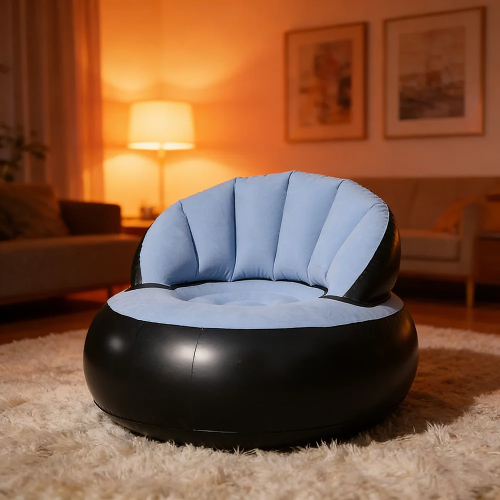 1 PVC Inflatable Sofa, 1 Air Pump, 1 Air Hose. PVC Outdoor Chair, Inflatable Chair, Foldable Portable Chair, Outdoor Goods, Home