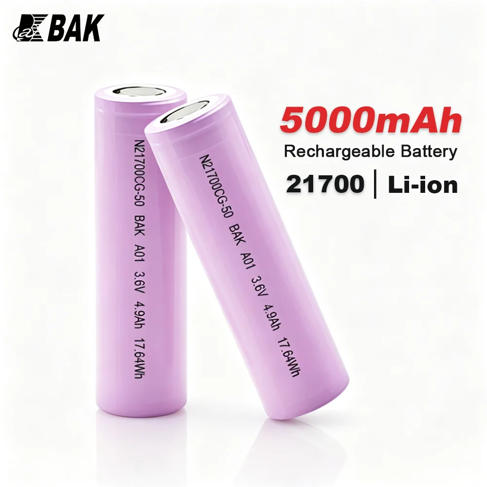 BAK 21700 5000mAh 3.6V Li-ion Rechargeable Batteries 21700 Battery Power Battery High Discharge E-tools Battery For Flashlight