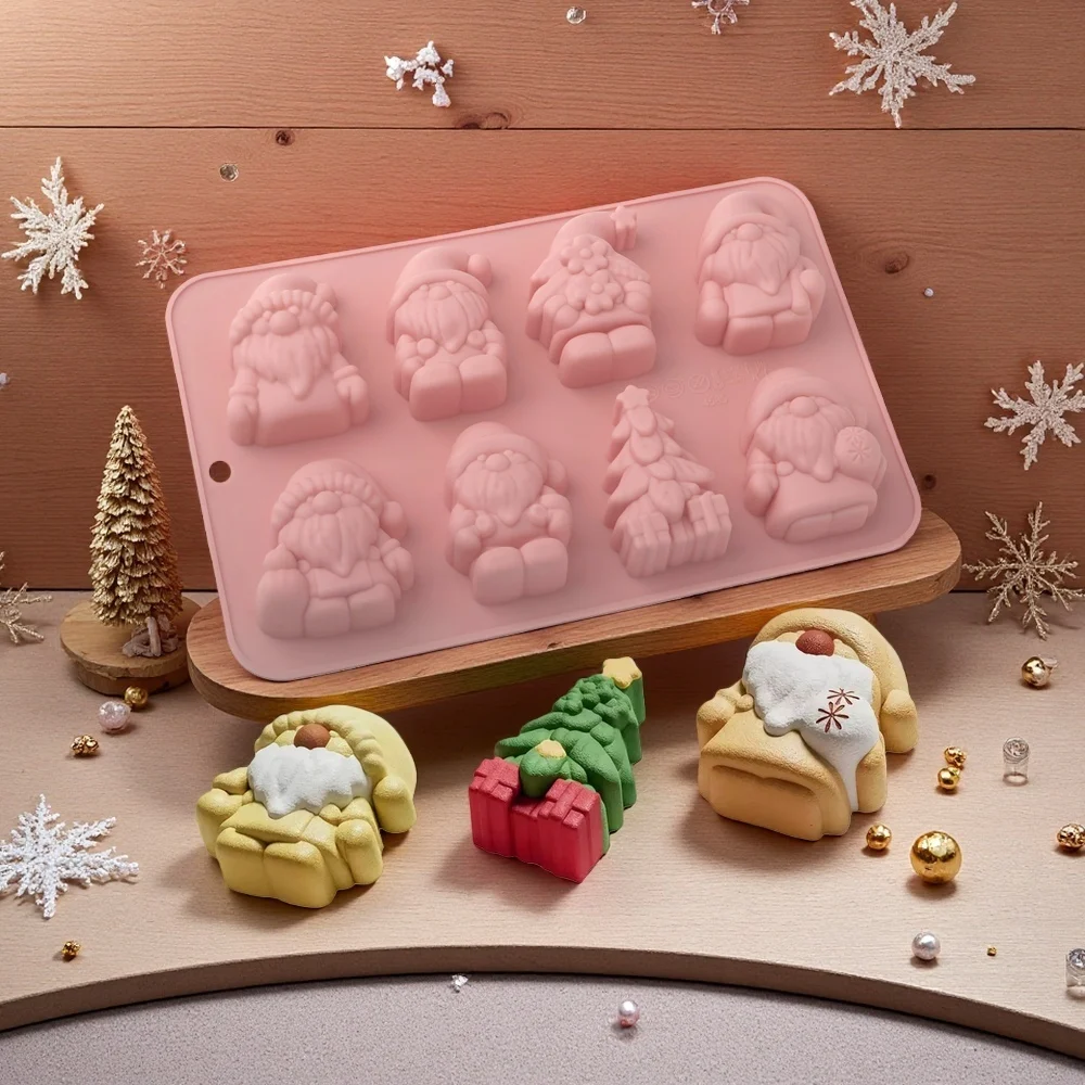 Christmas Dessert Decoration Silicone Chocolate Molds Santa Claus Design Candy Mold Kitchen Bakeware Silicone Choco Molds