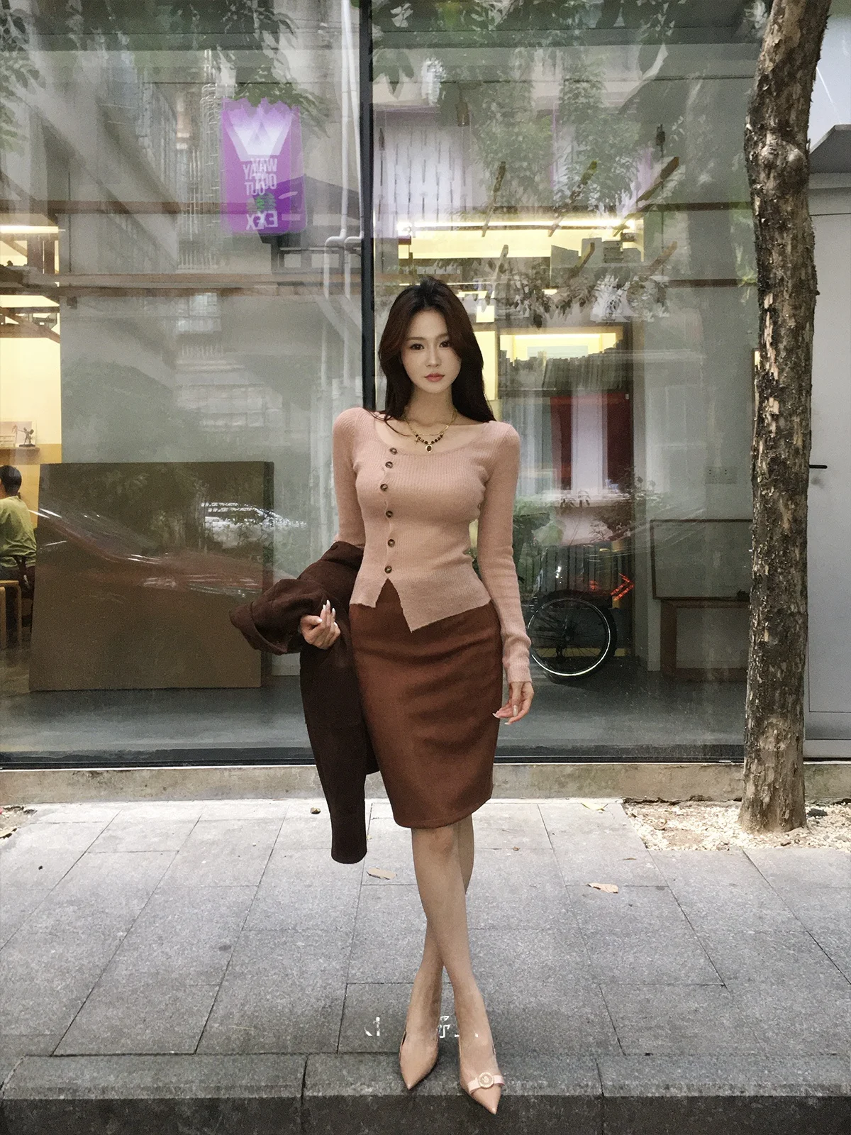 

Женский облегающий вязаный свитер с длинным рукавом, осенне-зимняя новинка, повседневный базовый топ в корейском стиле Wild Kiwi