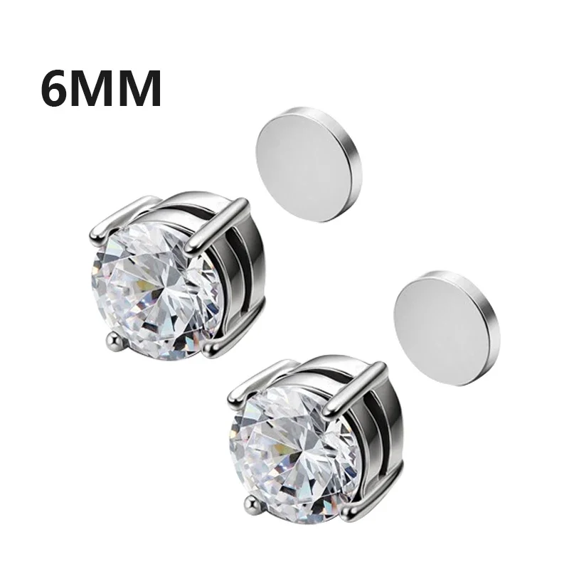 Kristall Starke Magnetische Ohrstecker Clip Ohrringe für Männer und Frauen Punk Runde Zirkon Magnet Ohrringe Nicht Piercing Schmuck