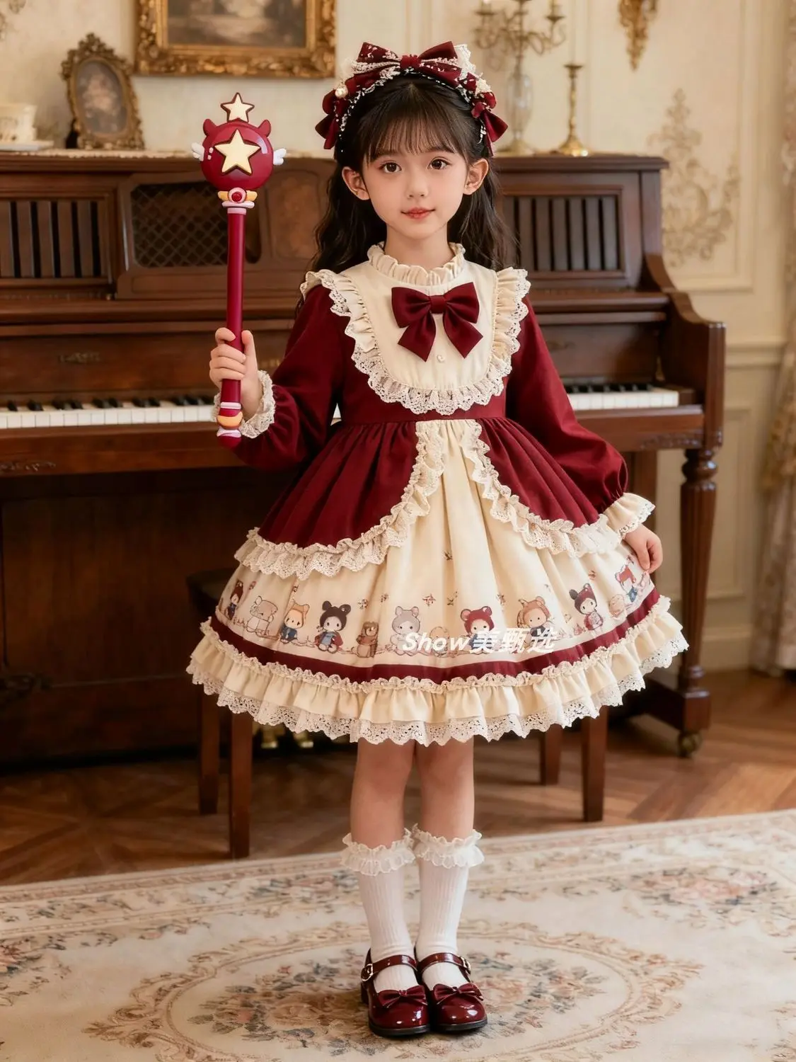 Girl Princess Ancient Style Dress Puffy Dress New Girl Lolita Palace Dress Children's Butterfly Wedding Dress