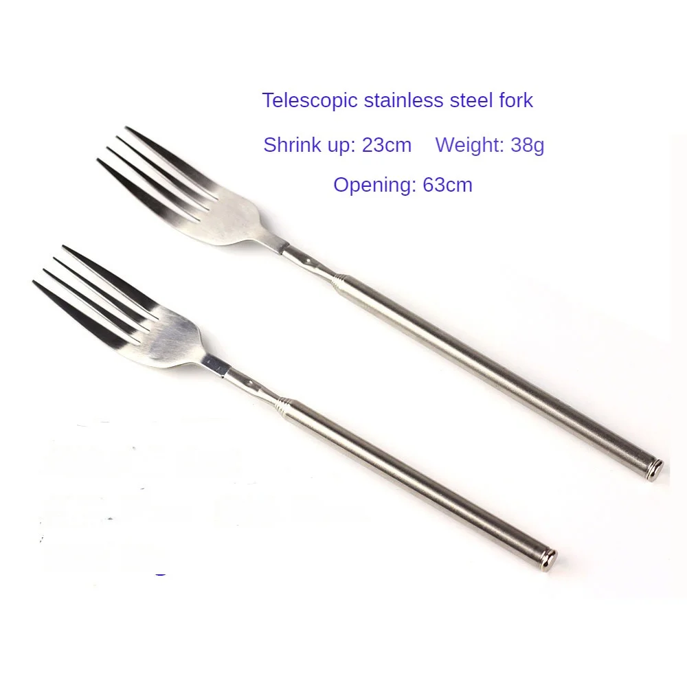 Long Cutlery Fork Corrosion-resistance Telescopic Extendable Creative Fruit Tools Panelas Para Cozinha Conjunto Food Fork Sliver