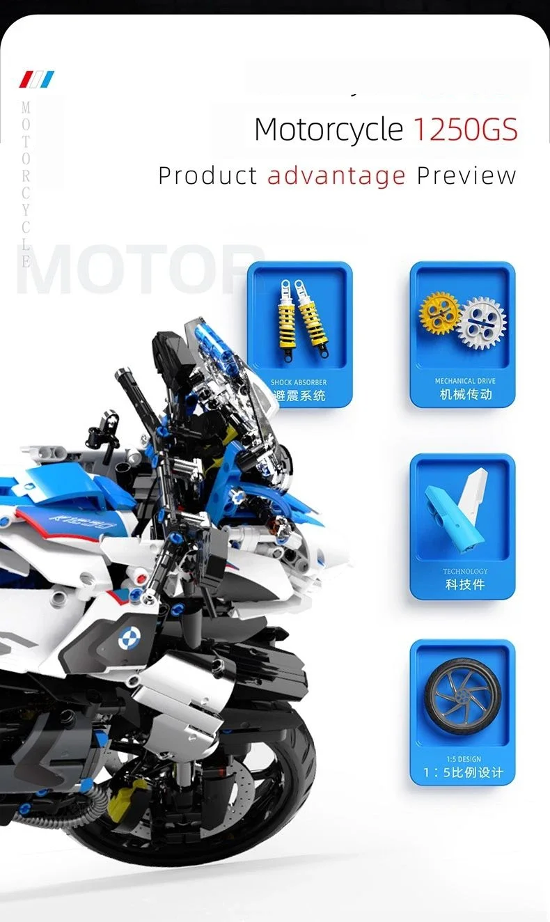 Tai Gao Le 1:5 Motorrad Stadt Sport Fast Racing Motorrad Desktop Ornament Spielzeug Modell Baustein Junge Geschenk Spielzeug – Detail 7