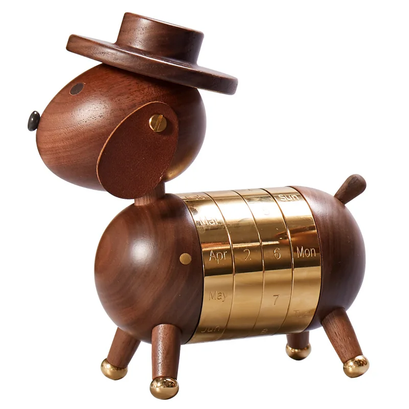 Wood art wholesale cultural and gifts practical home furnishings Crafts wood products gentleman dog calendar decoration