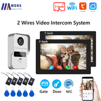 1080P Tuya Smart WIFI Doorbell Camera Apartment Video Intercom 2 Wires 7/10 Inch Wireless WIFI Video Doorphone  5-in-1 Unlock