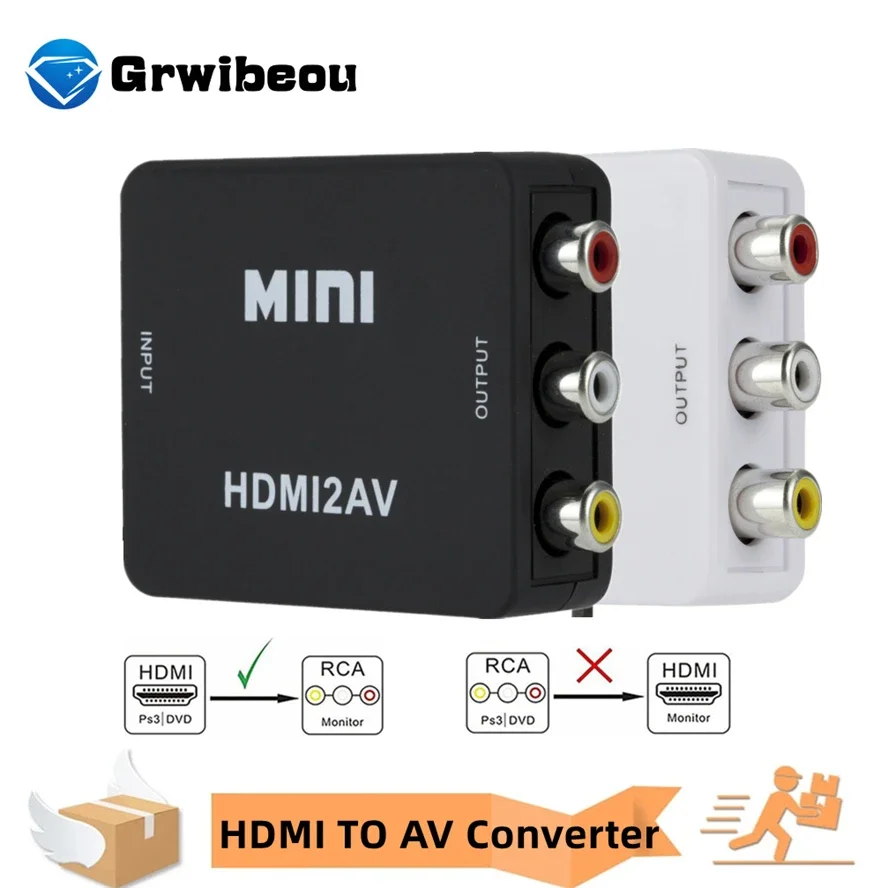 

HDMI-compatible To AV RCA Adapter HDMI Converter Box RCA AV CVSB LR Video Composite AV Scaler Converter For PC HDTV Projector