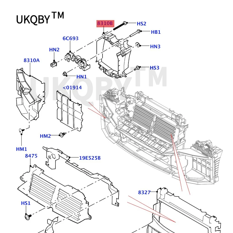 Spoiler serbatoio acqua 2019 - La nd Ro ve rR an ge Ro ve rS po rt Di sc ov er y 5 Intercooler guida aria spoiler aria