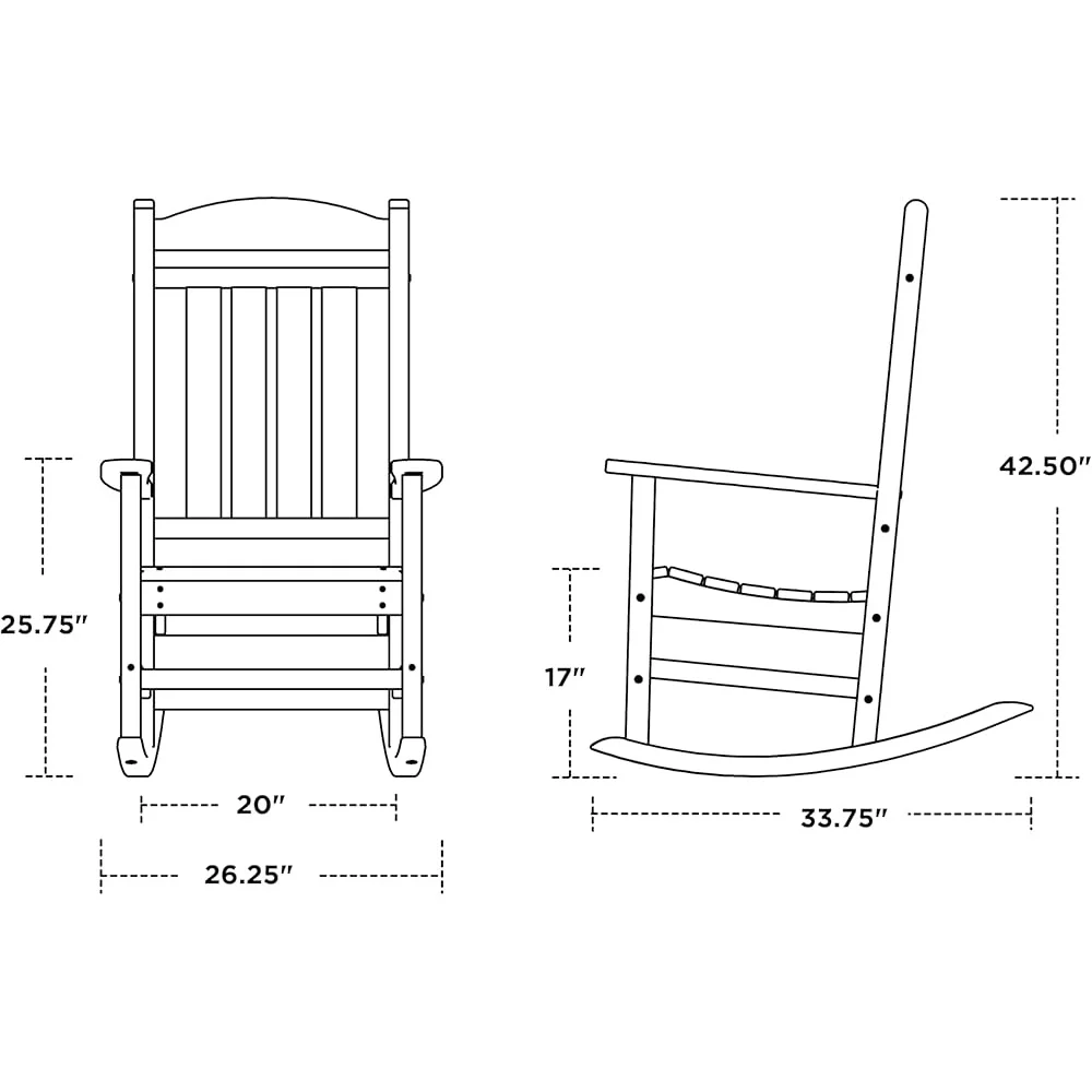 

Comfortable Rocking Chair Outdoor Patio Furniture Contoured Seat Wide Arms Weather Resistant Easy Maintenance Stain Resistant