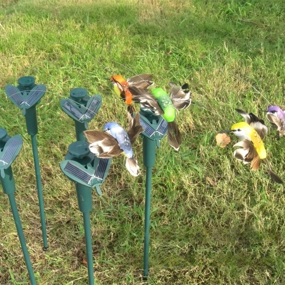 Power Vibration Solar Rotating Bird Wobble Design Stake Mounting Solar Garden Dancing Ornament Waterproof Fluttering