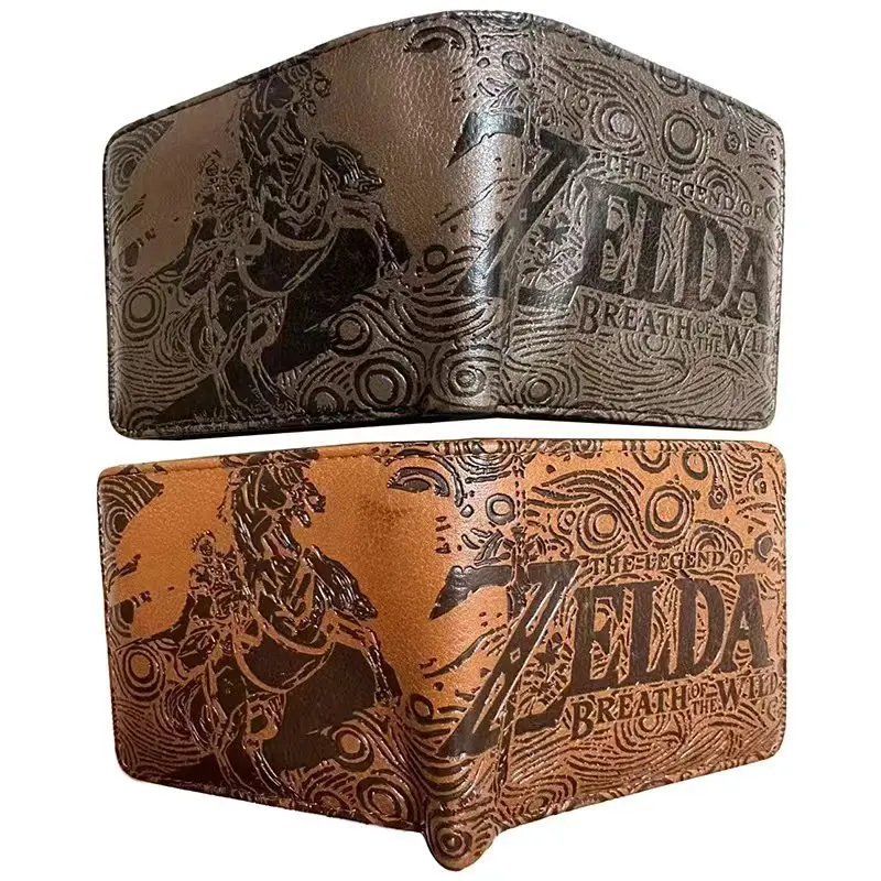 Anime Legend of Zelda Link Zelda billetera corta de PU en relieve monedero estudiante moda personalidad cero cartera tarjetero