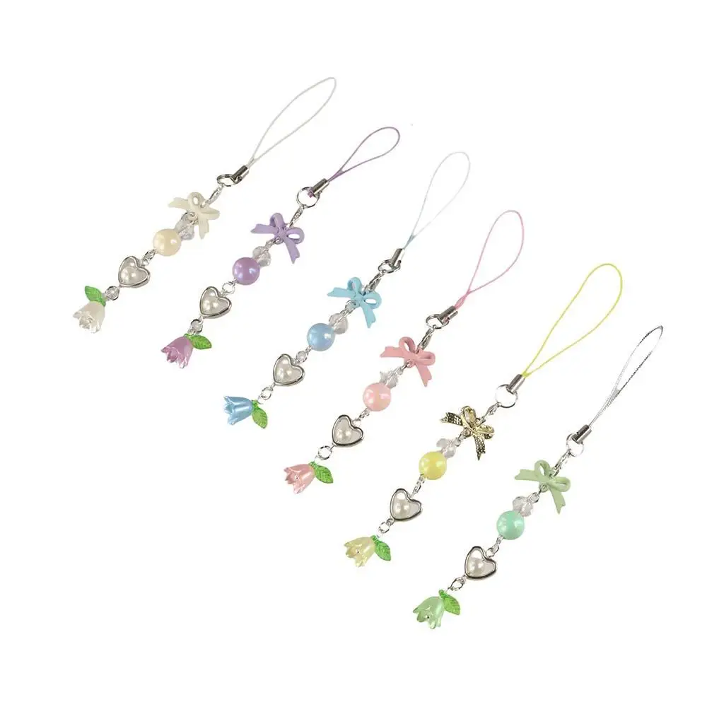 

Bow Bead Phone Chain Convallaria Anti-loss Mobile Phone Lanyard Decoration Wrist Strap Cell Phone Strap Phone Charm