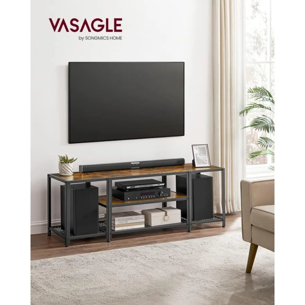 

Modern TV Stand for TVs up to 75 Inches, 3-Tier Entertainment Center, Industrial TV Console Table with Open Storage Shelves