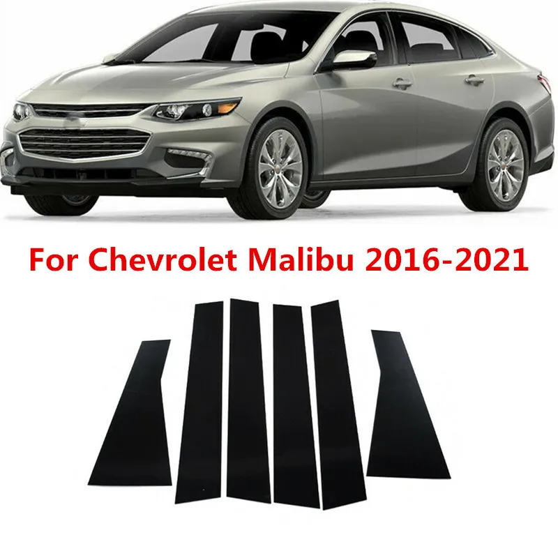 

6pcs Black Pillar Posts Door Window Trim Fit For Chevrolet Malibu 2016-2021