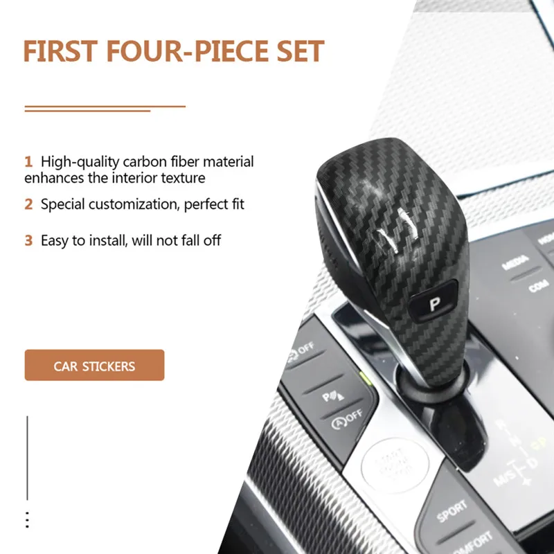 

Carbon Fiber ABS Plastic Car Gear Shift Knob Gear Head Cover Case Trim For BMW 3 Series G20 G28 2020 Accessories