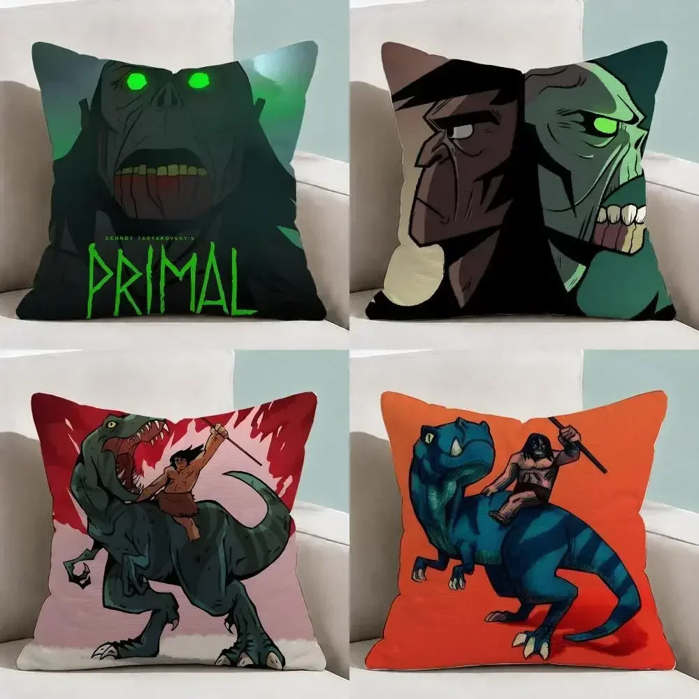 TV Primal Spear Fang Genndy Tartakovsky Cushion Cover Throw Pillow Soft Short Plush Cozy Durable Sofa Bedroom HomeDecor