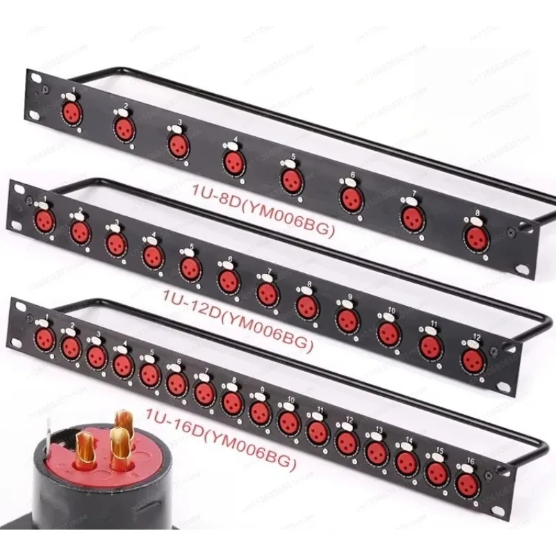 1U 8 Port XLR Female Patch Panel 19 Inch Rack Mount Audio Patch Bay