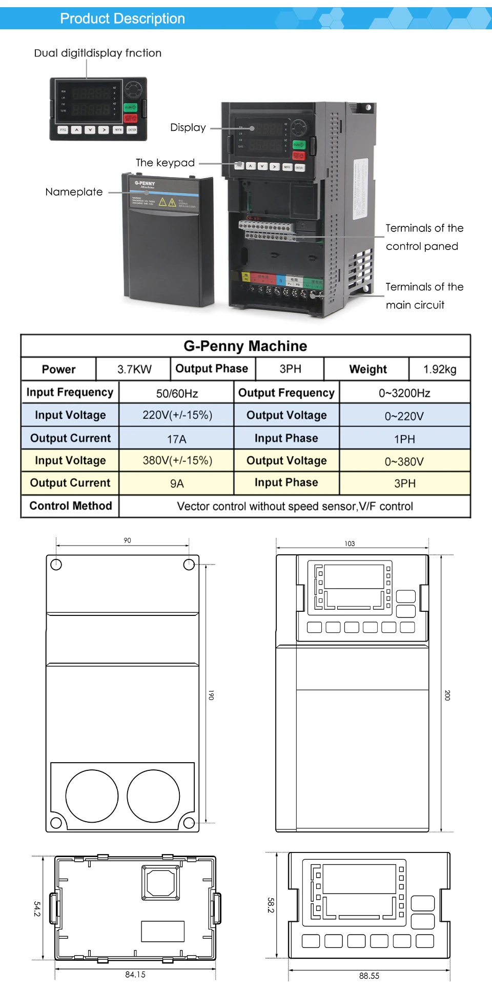 G-Penny 3,7 kW 100 mm wasserdichter, wassergekühlter CNC-Spindel-Kit im Bullet-Design für Holz- und Steinschnitzerei, 4 kW Inverter, Halterung – Detail 12