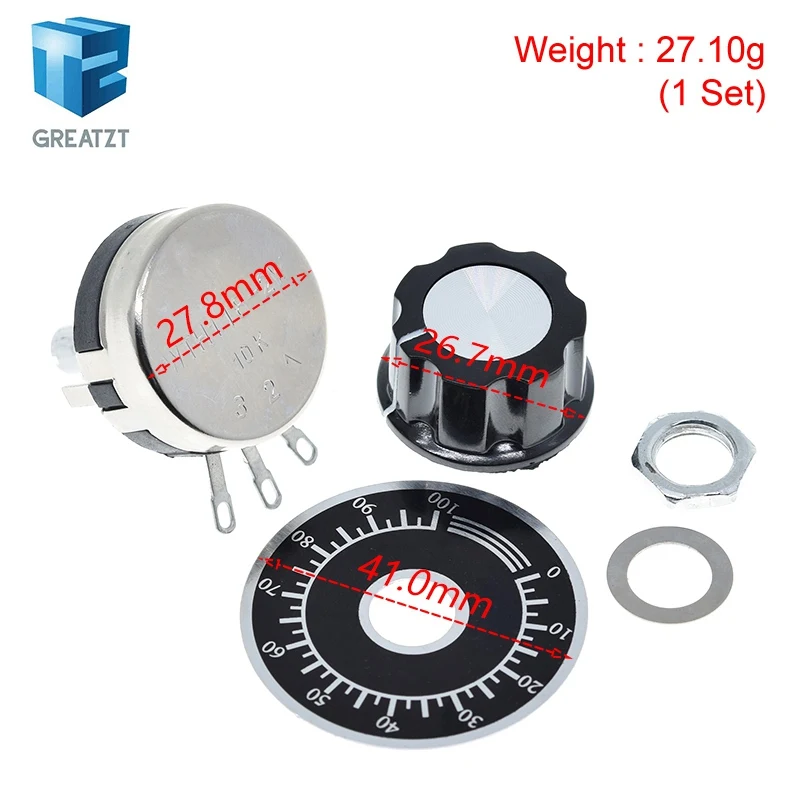 GREATZT WTH118 DIY Kit Parts 2W 1A Potentiometer 1K 2.2K 4.7K 10K 22K 47K 100K 470K 1M