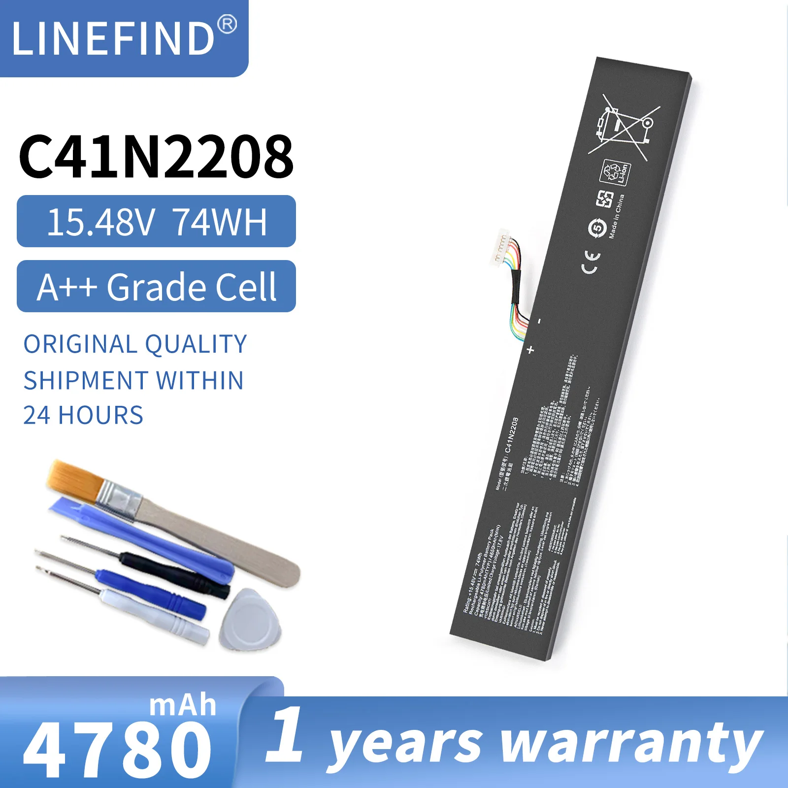 

C41N2208 Battery For ASUS ROG ALLY Gaming Handheld series of RC71L/PC71L Expand high capacity of 74Wh mod upgrade Free all Tools