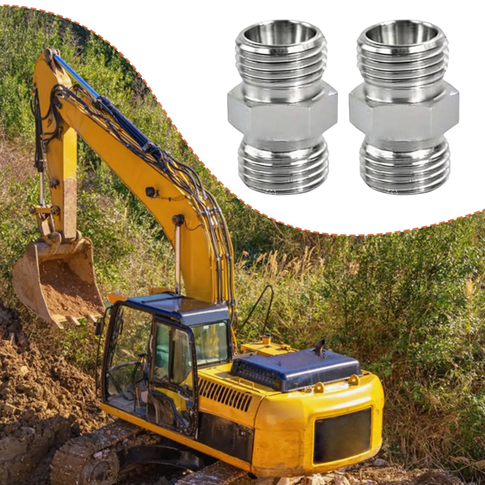 2Pcs 16mm to 16mm Fittings Adapters Hydraulic Attachment Fittings Carbon Steel