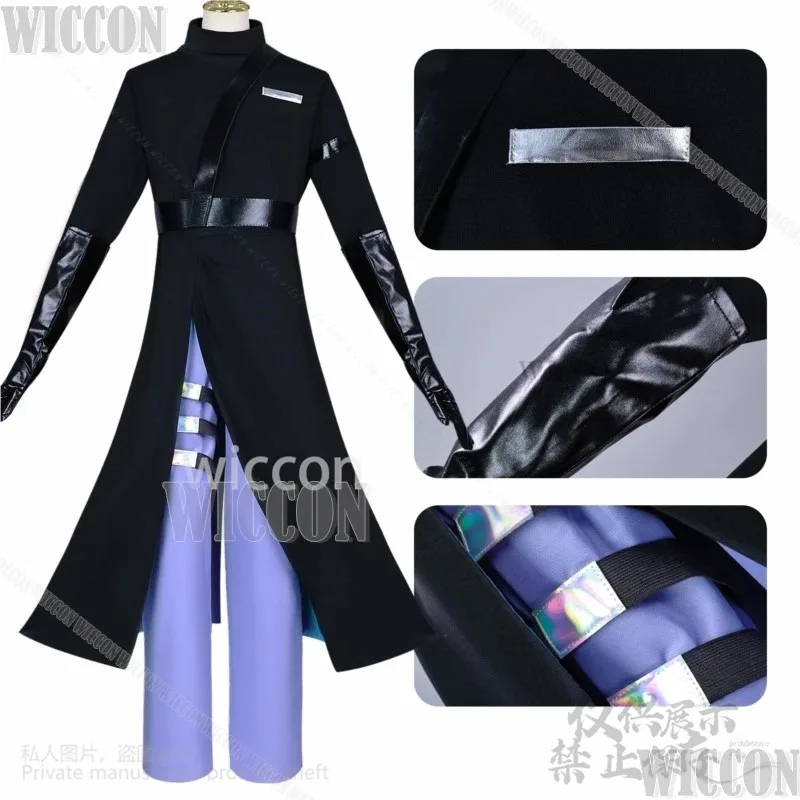 

a7d@Ivan R6 Anime Alien Stage Cosplay Costume Black Uniform Top Coat Blue Pant Wig Show Outfit Halloween Christmas Party Customi
