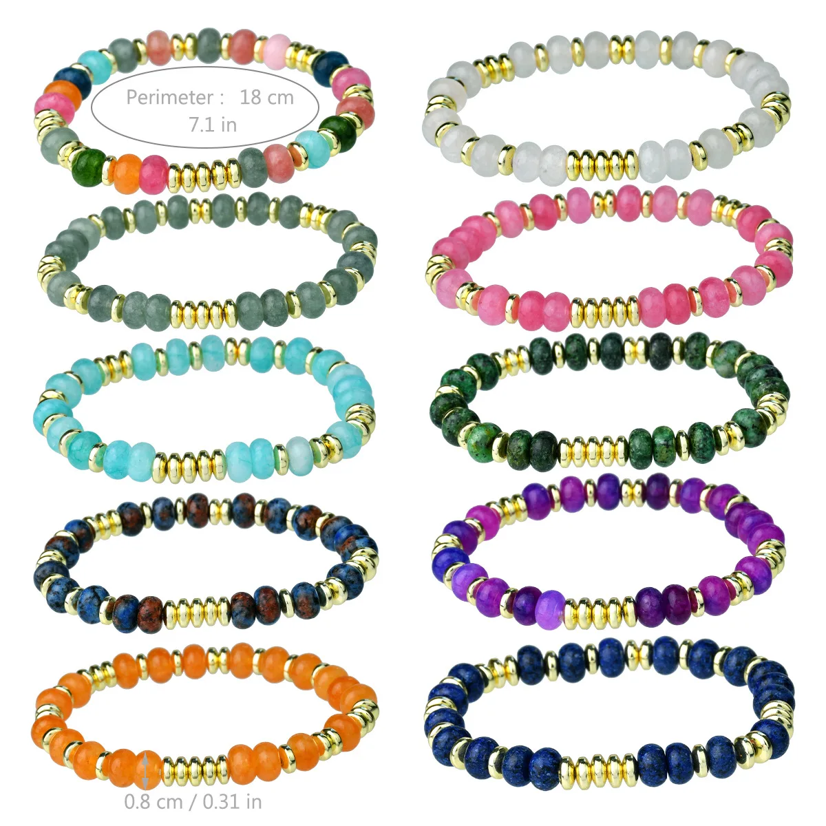 

Minimalist Bohemian Heishi Bracelet for Women Stackable Bead Gemstone Bracelet Quartz Religious for Anniversaries