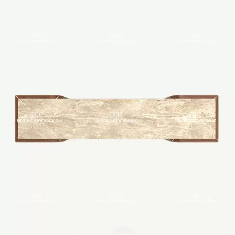 Modern Simple Solid Wood Travertine Entrance Table Console Cabinet for Living Room Foyer Decorative Wall Sideboard Platform