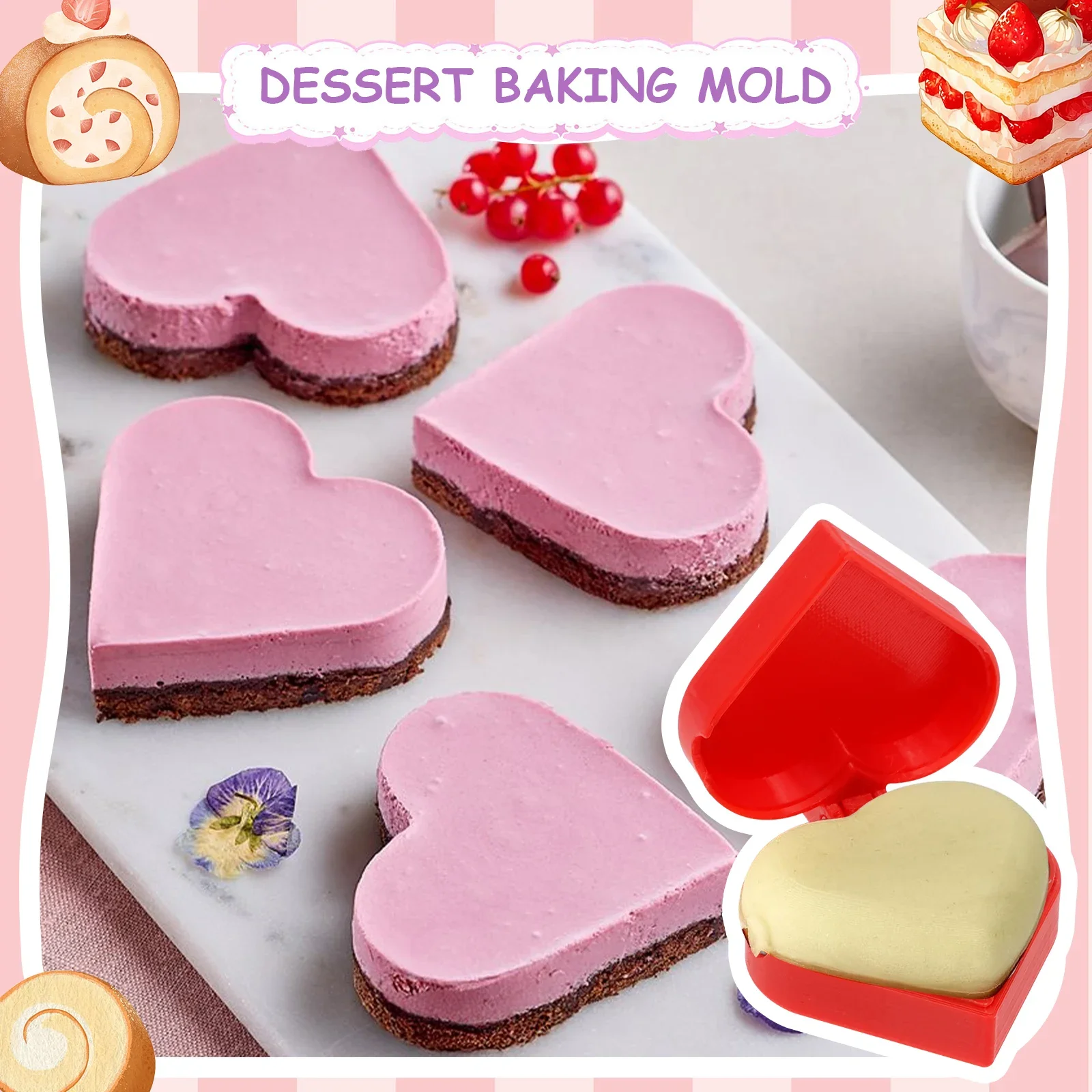 4Pcs Cake Pop Mold Set with 20 Sticks Heart/Sphere/Donut/Octagon Shape Plastic Cake Pop Mold Shape Press Baking Tool Supplies
