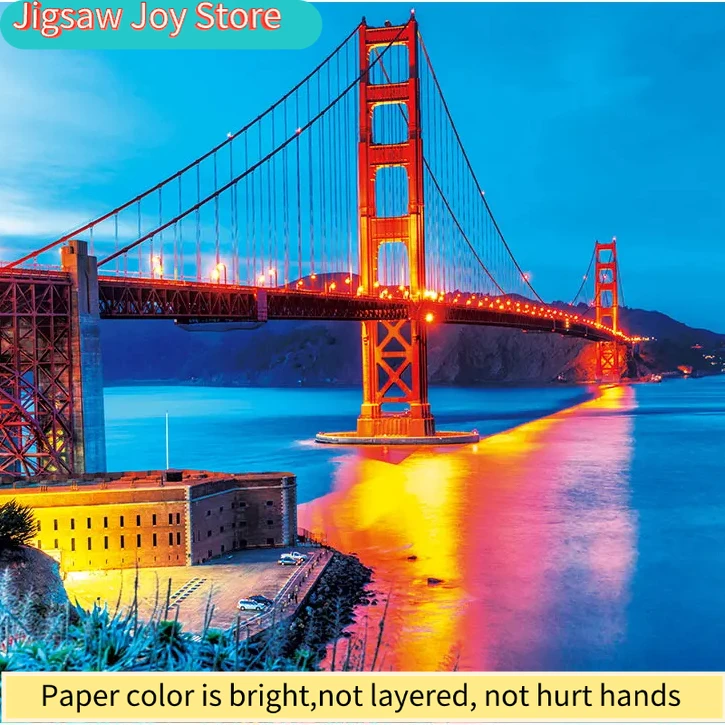 

High Quality 1000 Pieces Jigsaw Puzzles Golden Gate Bridge with Glue Sheets Home Wall Decoration Family Game Gift