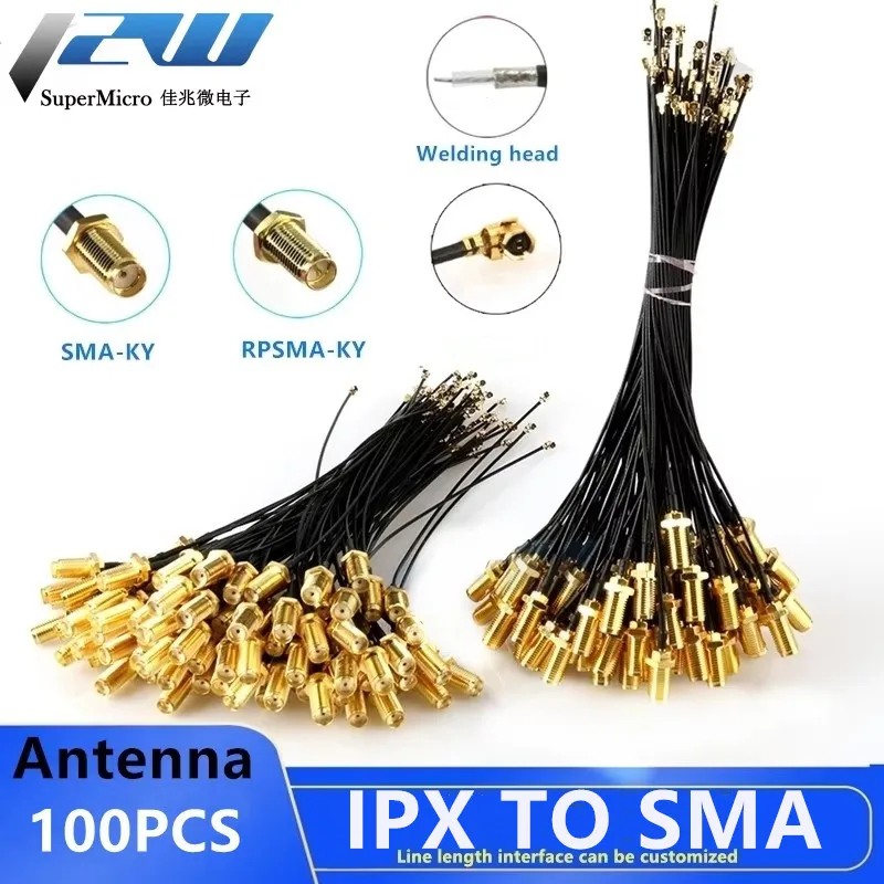 100PCS SMA Connector Cable Female to uFL/u.FL/IPX/IPX1, UFL to SMA Female RG1.13 Antenna ,RF Cable Assembly RP-SMA-K IPX1 to SMA