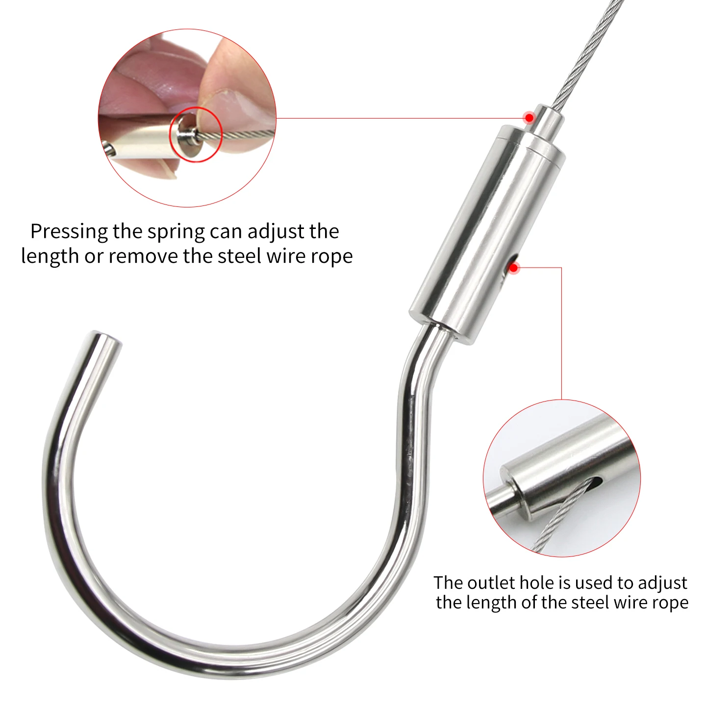 Picture 4: Adjustable automatic hook, stainless steel cable suspension kit, metal rope for lamp suspension, 1.5mm steel wire rope