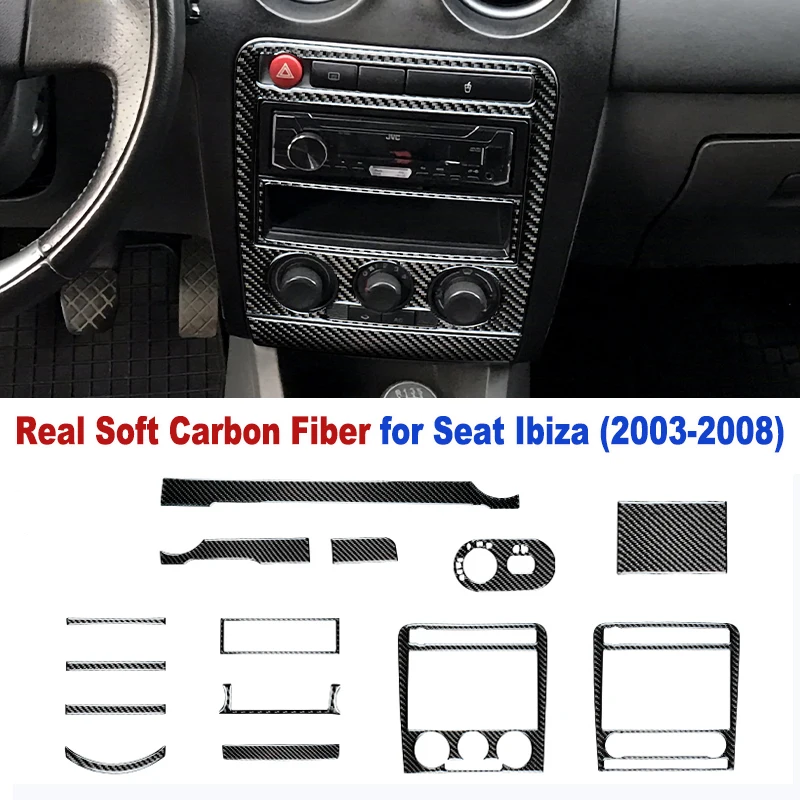 

Real Soft Carbon Fiber Sticker Trim For Seat Ibiza 2003 2004 2005 2006 2007 2008 LHD Car Interior Panel Decoration Accessories