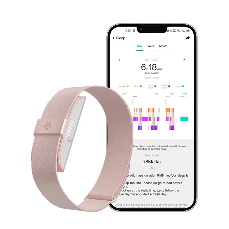 Smart Bracelet Heart Rate Body Temperature Blood Oxygen Women's Health Long Battery Life Sports Fashion Screenless Bracelet