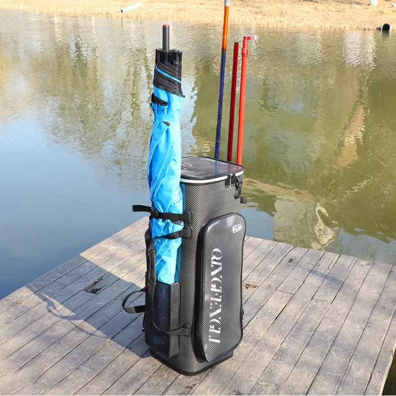 

Сверхмощный водонепроницаемый рюкзак для рыбалки — большая система хранения снастей, съемный держатель удочки, легкий вес для рыболов