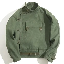 Men's New Style Jacket for Spring and Autumn. Fashionable Trendy Brand. Loose Fit, Pure Color, Long-sleeved Motorcycle Jacket.