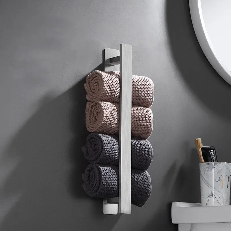 Toilet stainless steel towel rack, no punching, no nails, bathroom single rod, bathroom hardware towel hanger, towel bar