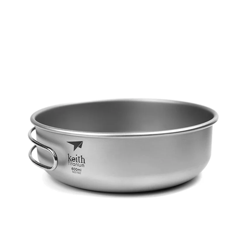Keith Titanium Folding Bowls Camping Bowl With Foldable Handle Outdoor Camping Picnic Tableware Cutlery 300ml/400ml/500ml/600ml