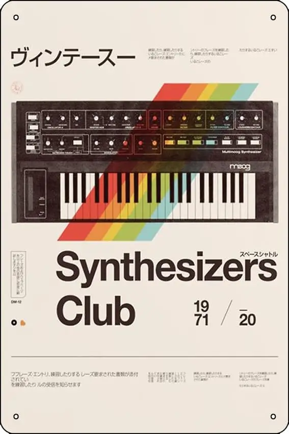 Synthesizers Club 2020 Poster Metal Tin Sign 12 X 8 Inch Funny Man Cave Home Office Bar Decor