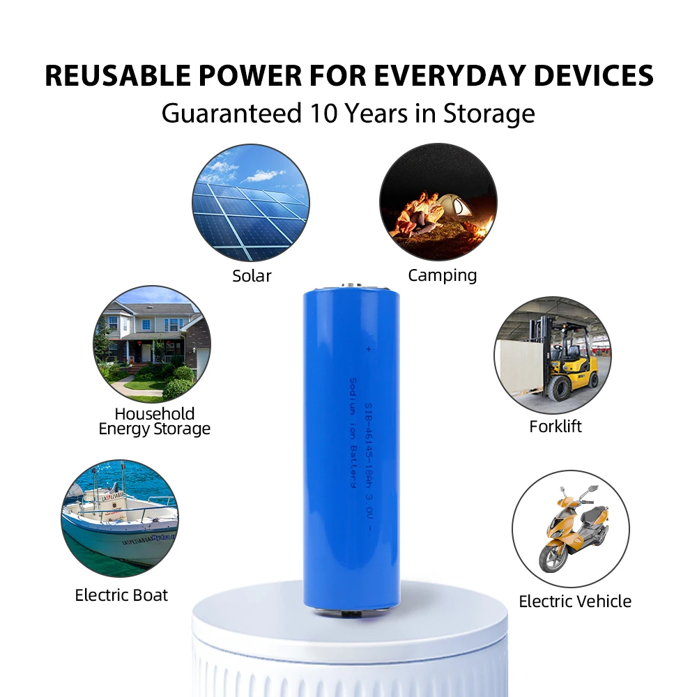 แบตเตอรี่แบบชาร์จไฟได้แบตเตอรี่3V โซเดียมไอออน46145 18AH สูงกว่า3000รอบเกรด A สำหรับไฟแสงอาทิตย์เรือเก็บพลังงาน