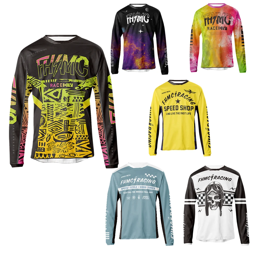 

2024 outdoors Long sleeve Off road motorcycle mountain bike summer Men's DH bike Jersey